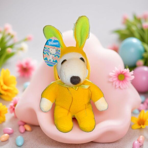 Whitman's Other - NWT Whitman's Peanuts Easter Bunny SnoopyYellow Plush Stuffed Animal Toy 7” P21